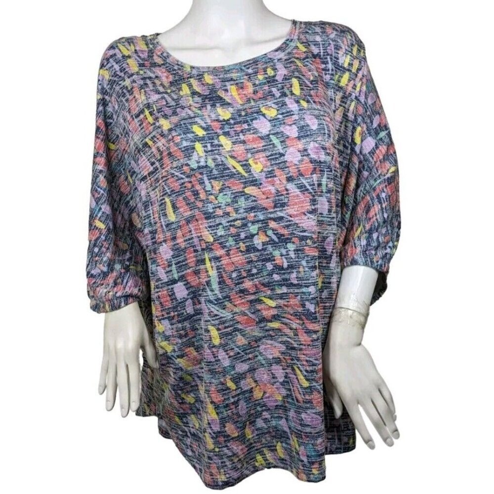 Westbound Women's Multi Color Pastel Confetti Short Sleeve Blouse Top 2X NWT